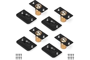 Ilyapa French Door Ball Catch - 4 Pack Black Closet Door Adjustable Screw in Ball Catch Latch for Kitchen Pantry, Laundry Room, Mud Room