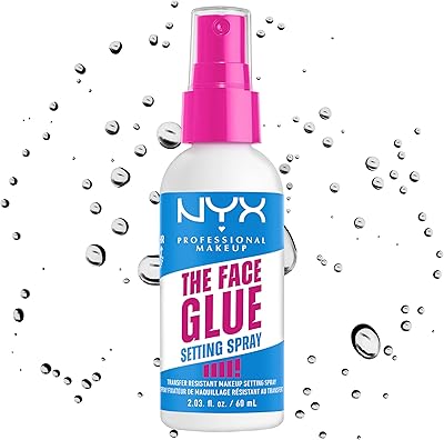 NYX Professional Makeup The Face Glue Setting Spray, Fixierspray für 24 Stunden Make-up-Halt und strahlenderes Make-up, Fixing Spray mit extralangem Halt dank Ahornsirup, 60 ml