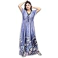 Women's Satin Silk Geometric Print Maxi Nightgown Kaftan Caftan Coverup