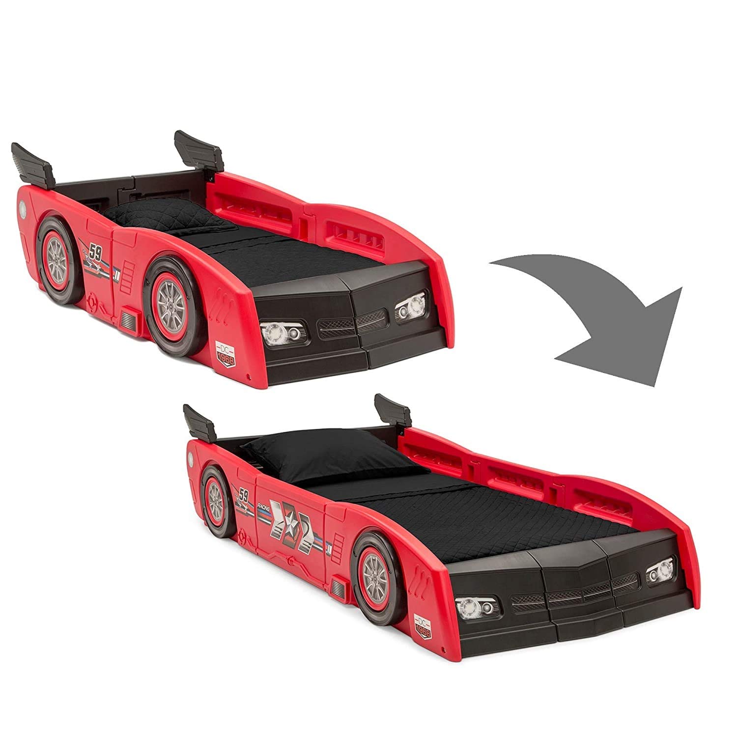 Photo 1 of ** USED/ MATTRESS NOT INCLUDED** Delta Children Grand Prix Race Car Toddler-to-Twin Bed, Red
