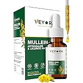 VEYORA Mullein Leaf Drops with Astragalus & Licorice Root - 4 fl oz Liquid Supplement - Herbal Extract Drops - 1200mg Per Serving - Vegan, Non-GMO, Gluten Free - 120 Servings