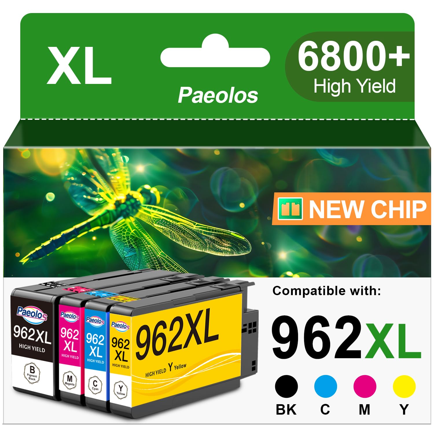 Photo 1 of 962XL Ink Cartridges Combo Pack Remanufactured for HP 962XL Ink Cartridges Combo Pack for HP 962 XL for HP Ink 962 for HP 9010 Ink Cartridge Officejet Pro 9010 9015 9020 9018 9025 Printer (4-Pack)