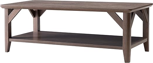 Benjara Wooden Coffee Table With Open Bottom Shelf And Braces Support Brown Amazon Ca Home Kitchen