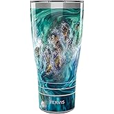 Tervis Traveler Teal Splash Triple Insulated Tumbler Travel Cup Keeps Drinks Cold & Hot, 30oz, Stainless Steel