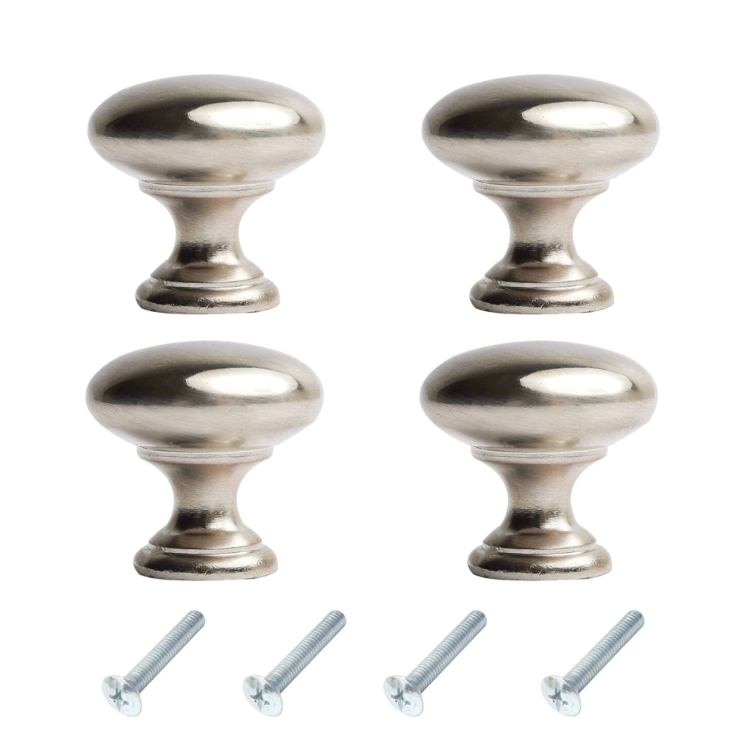 HARMAC HOUSE Round Cabinet Knobs 4 Pack Brushed Nickel Pull Handles, 1.18 Inch/30mm Diameter,Kitchen Cupboard, Bedroom Dresser, Bathroom Wardrobe Door Handle Mushroom Handles Knobs(4)