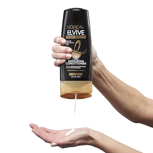 L’OREAL PARIS ELVIVE TOTAL REPAIR 5 REPAIRING SHAMPOO FOR DAMAGED HAIR SHAMPOO WITH PROTEIN AND CERAMIDE FOR STRONG SILKY SHINY HEALTHY RENEWED HAIR 28 FL OZ