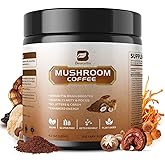 B BEWORTHS Mushroom Coffee Powder with MCT Oil - 10 Mushrooms Lion's Mane, Turkey Tail, Reishi, Cordyceps & Chaga - Arabica Instant Mushroom Coffee for Focus, Immune, Gut & Brain Health | Vegan, Keto