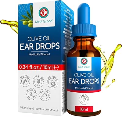 Medi Grade Olive Oil Ear Drops 10ml for Wax Removal Pipette Dropper