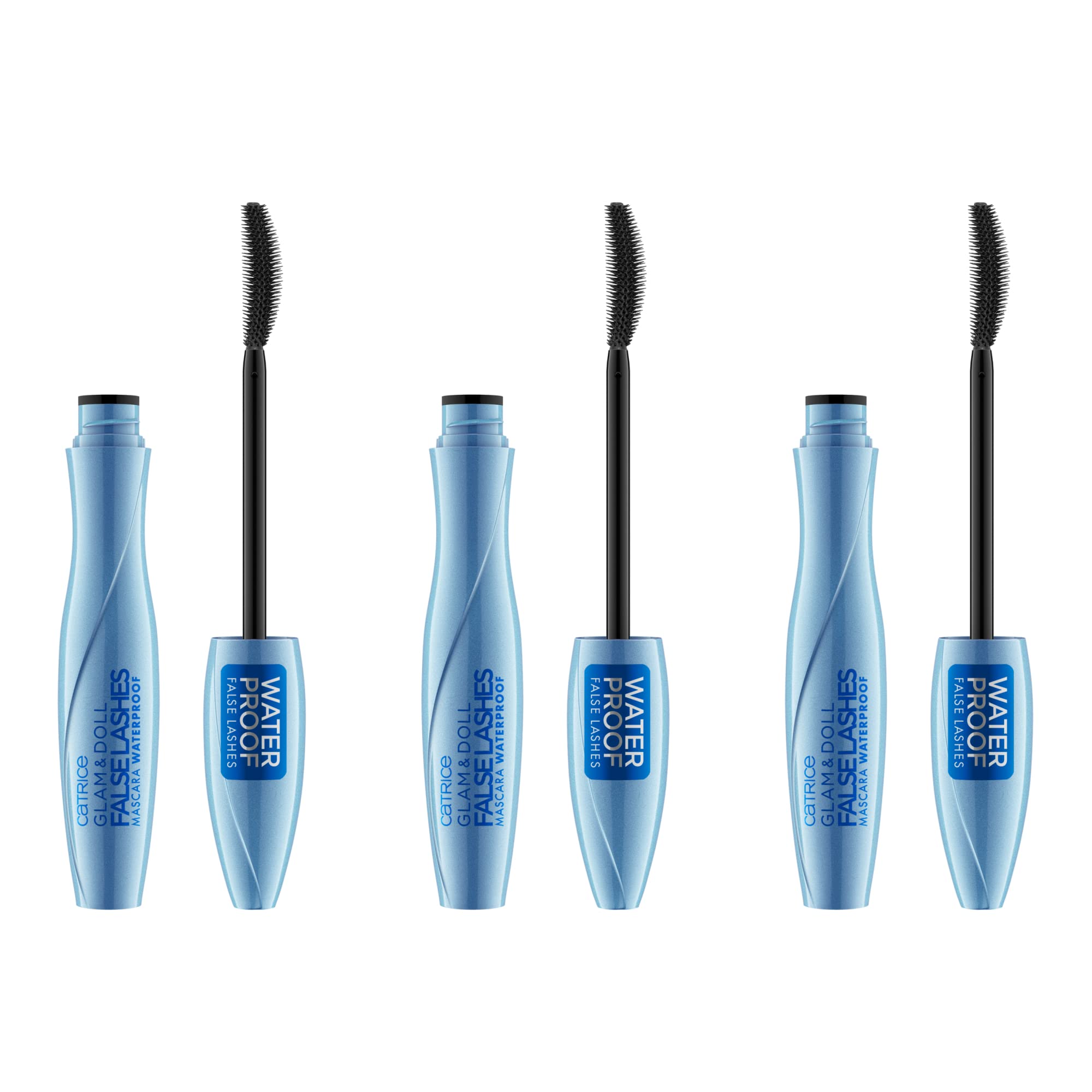Catrice Glam & Doll False Lashes Mascara Waterproof, No. 010, black, long-lasting, volumising, vegan, waterproof, no microplastic particles, nanoparticle-free, pack of 3 (3x10ml)
