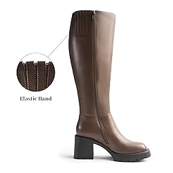 Cusolemore Women Platform Brown Knee High Boots