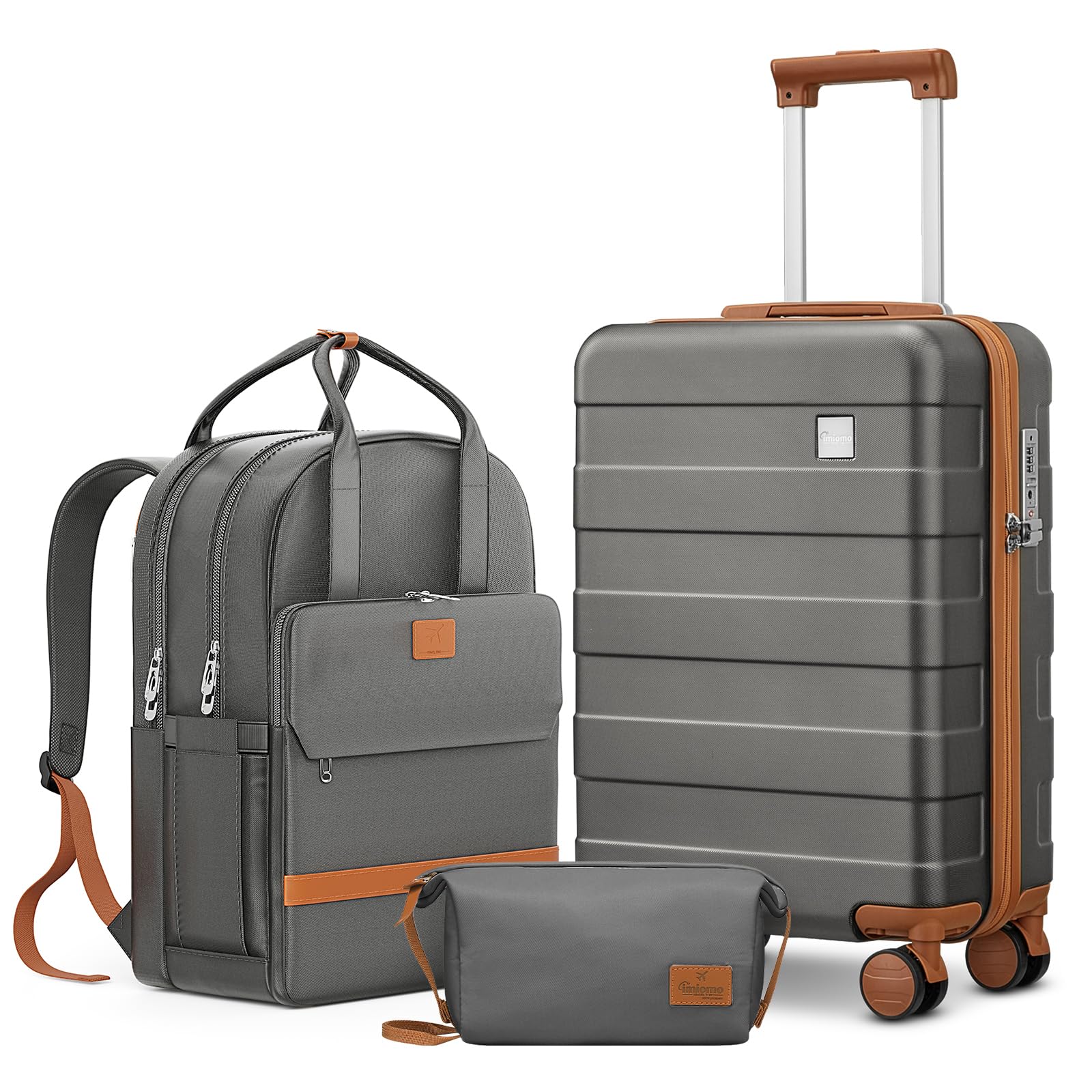 Photo 1 of ** USED** imiomo Hard Shell 20 Inch Carry on Luggage  with Travel Backpack, Lightweight Hardside Carry-On Suitcase with Spinner Wheels and TSA Lock, Grey