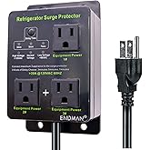 ENDMAN Refrigerator Surge Protector Three Outlet Voltage Protector for Home Appliances with Time Delay, Protects Against Brownout, Spike, Instant Surge All Voltage Abnormalities