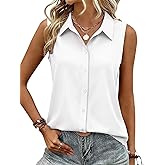 Zeagoo Women's Sleeveless Button Down Shirts Blouses Casual Loose V Neck Tank Tops for Work S-XXL