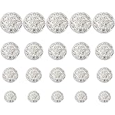 QXUJI 20PCS Silver Rhinestone Buttons, Sparkle Embellishments Sew on Clothing Buttons, for DIY Jewelry Making, Wedding Decoration Bridal Bouquet, 4 Sizes