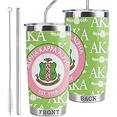 CWEGSJ AKA Sorority Gifts for Women Paraphernalia Sorority Sisterhood 20oz Stainless Steel Tumbler with Lid and Straw 1908 Double Wall Vacuum Insulated Tumbler (Sorority-Green A-KA)