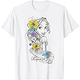 Disney Tangled Rapunzel Floral Sketch Portrait T-Shirt T-Shirt