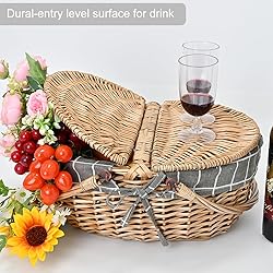 Wicker Picnic Basket with Removable Liner Empty