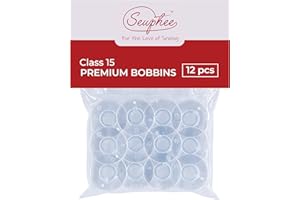 SEWPHEE 12 Pcs Sewing Machine Bobbins - Premium Class 15 Bobbin - Fits Singer Sewing Machine Accessories - Plastic Bobbins Precision Made in Taiwan (81348)
