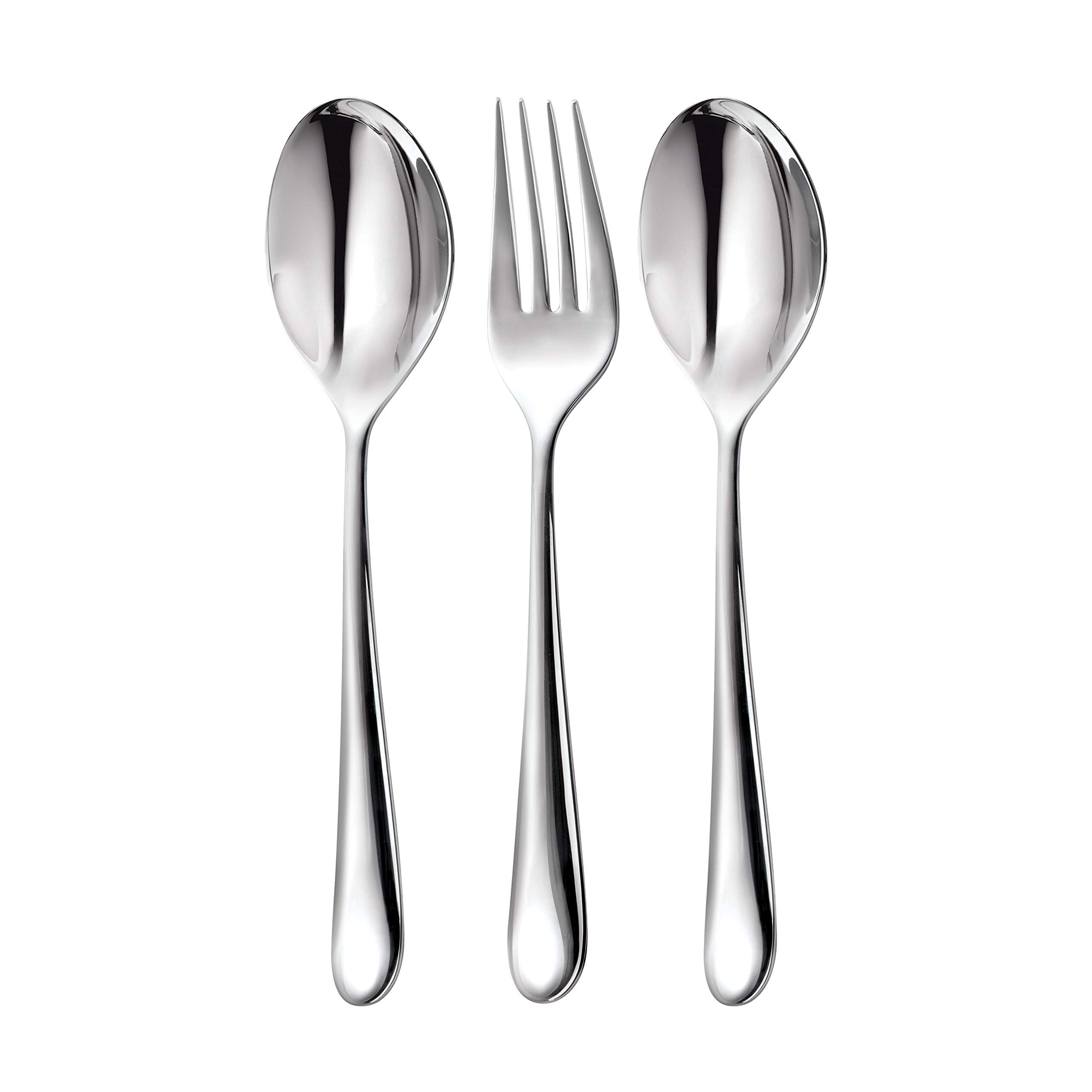 Robert Welch Kingham Bright Cutlery Serving Set, 3 Piece. Made from Stainless Steel. Dishwasher Safe.