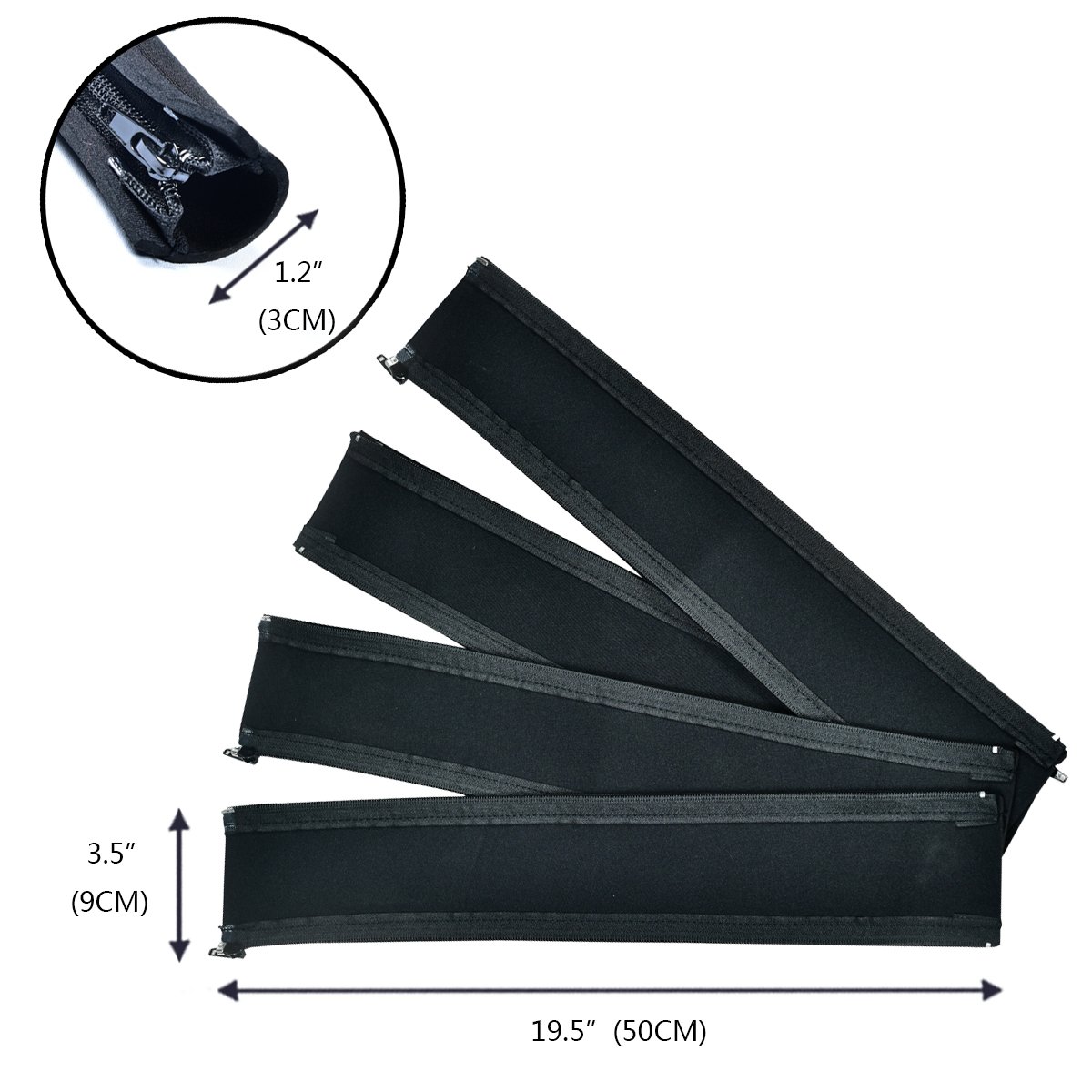 Cable Management Sleeve, Flexible Cable Organizers with Zipper for TV /Computer, 19.5 Inch Black Cord Covers ，4 Packs