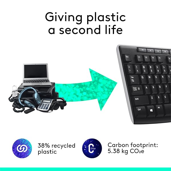 LOGITECH K270 WIRELESS KEYBOARD FOR WINDOWS, 2.4 GHZ WIRELESS, FULL-SIZE, NUMBER PAD, 8 MULTIMEDIA KEYS, 2-YEAR BATTERY LIFE, COMPATIBLE WITH PC, LAPTOP, BLACK