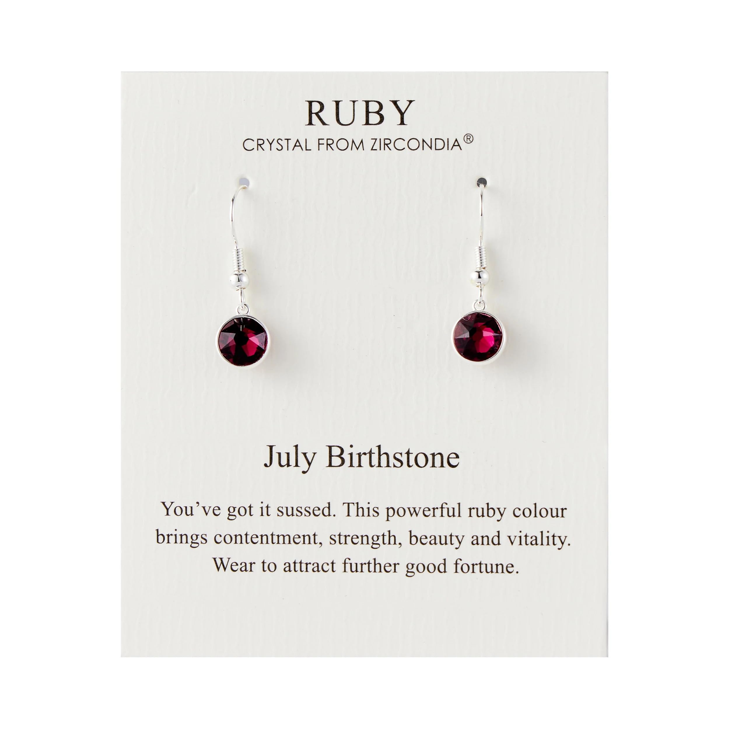 Philip Jones July Birthstone Drop Earrings Created with Ruby Zircondia® Crystals