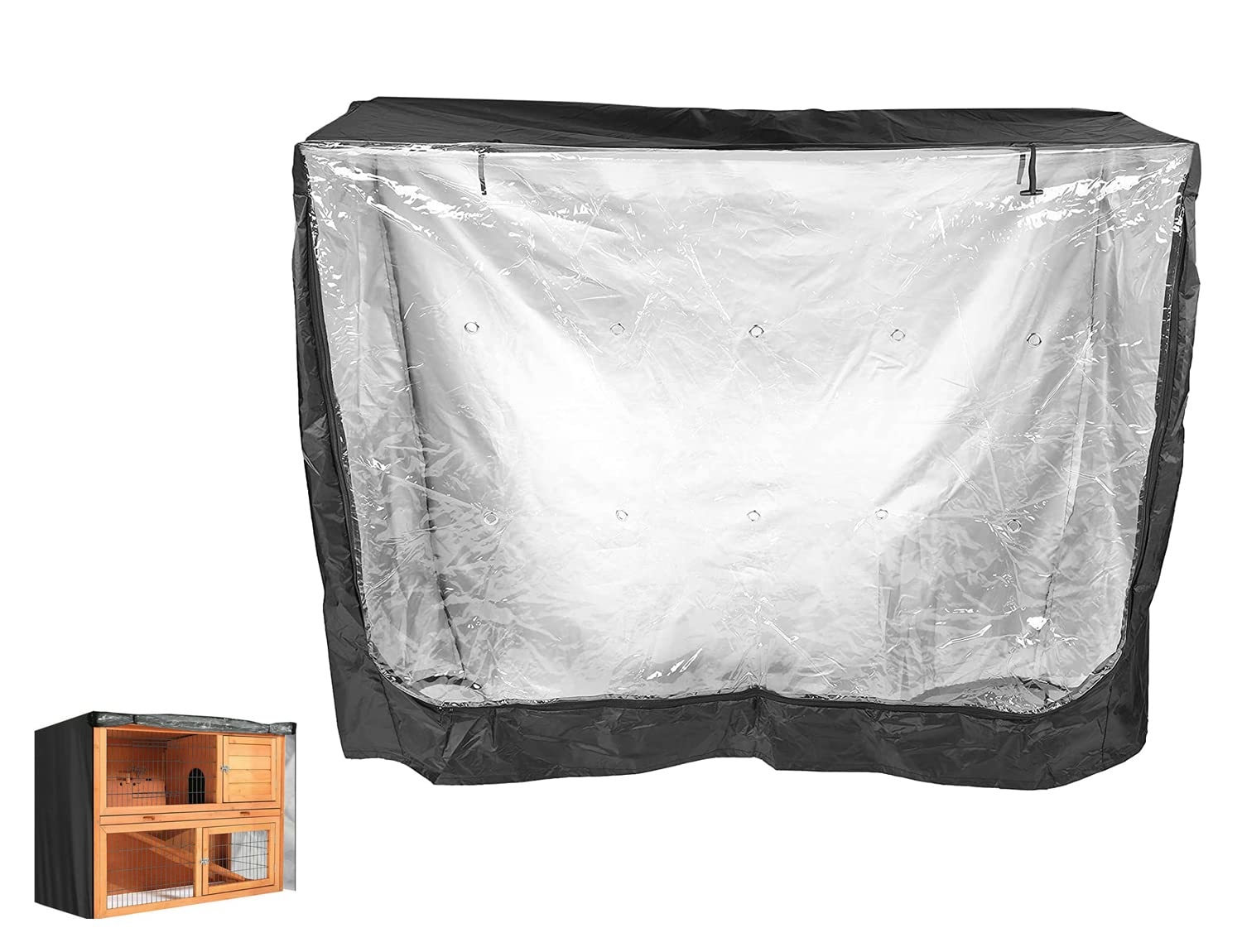 SEIWEI Universal Rabbit Hutch Cover, Waterproof Rabbit Cage Dust Cover Double Hutch Cover for Rubbits, Cats, Hamster, Kitten, Pets-Black 122 * 50 * 105cm