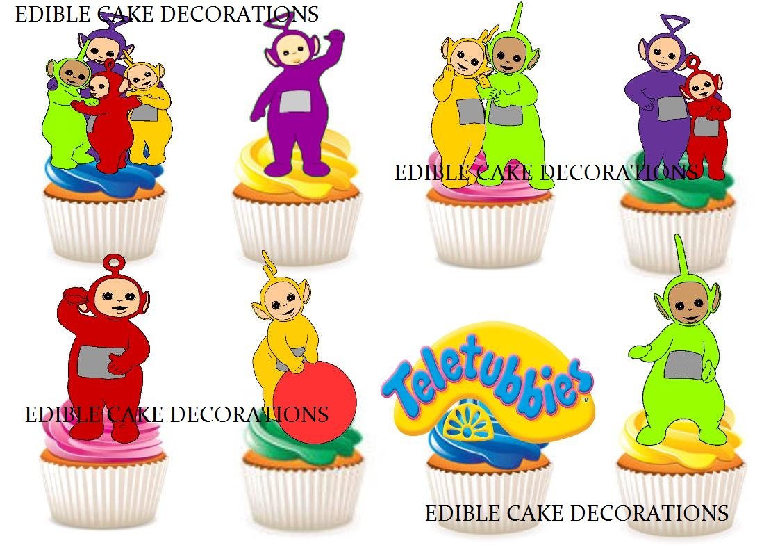 30 X Teletubbies Party Stand Up Edible Paper Cupcake Toppers Cake