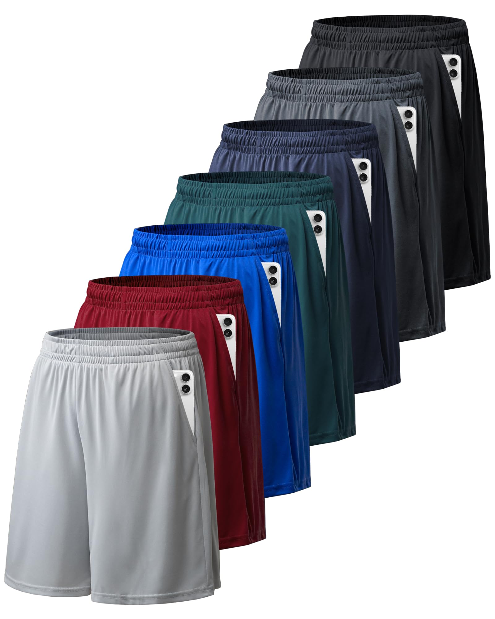 Photo 1 of BALENNZ 7 Pack Mens Basketball Shorts with Pockets Mens Shorts Athletic Gym Workout Running Quick Dry Activewear 7AM
