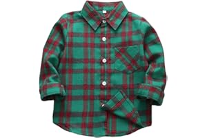 SOBRISAH Men & Boy Button Down Shirt Kid Flannel Shirt Toddler Buffalo Plaid Shirt Boys Western Shirts Long Sleeve Father Son Shirt