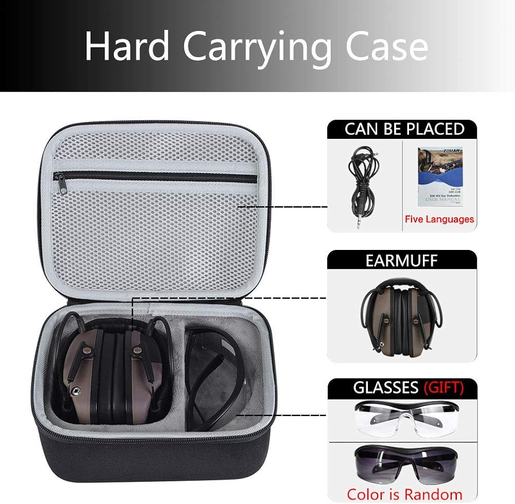 ZOHAN EM054 Electronic Shooting Ear Protection with Case, Noise Reduction Sound Amplification Safety Ear Muffs for Gun Range-Tan : Clothing