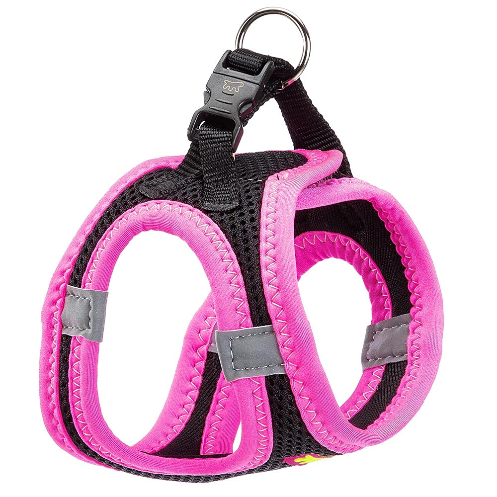 Ferplast Small Dog Harness KAORI XXS, Breathable, Padded and Adjustable Cat Harness, Easy to Wear, Reflective Edges, Chest 28-32 cm. Rose
