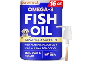 PAWFECTCHEW Fish Oil for Dogs - Natural Omega-3 - Skin & Coat Support - Liquid Food Supplement for Pets - Natural EPA + DHA Fatty Acids for Joints, Immune & Heart Health 16oz - Pollock & Salmon Oil