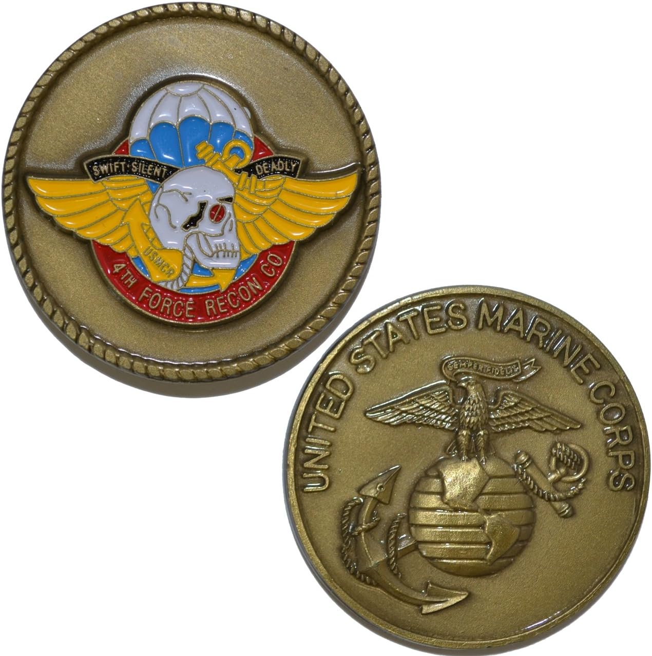 United States Marine Corps 4th Force Recon Co Swift Silent Deadly - Challenge Coin