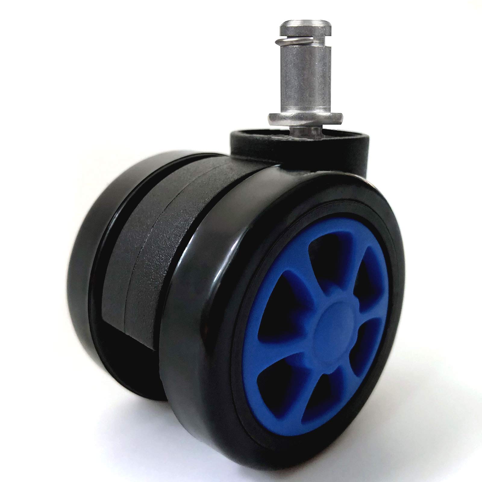 TEKEFT Gaming Office Chair Casters Floor Protection Rubber (5 sets) 60mm Casters with Standard Stem Size (Blue)