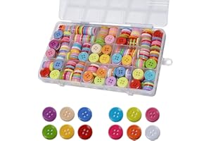 HuaCare 250 PCS Mixed Color Resin Buttons with Storage Box, 15mm 4-Hole Sewing Buttons for Crafting, Sweaters, DIY Projects, 