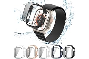 5+5 Pack Case for Apple Watch Ultra 2 2023 49mm With 9H Tempered Glass Screen Protector, Hard Ultra-Thin PC Overall Protectiv