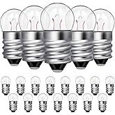 Honoson 20 Pieces Miniature Screw Tiny Light Bulbs Replacement E10 Mini Light Bulbs E10 Socket Miniature Flashlight for Physi