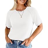 Cicy Bell Womens Short Sleeve Sweater Crewneck Knit Tops Fall Casual Loose Pullovers Shirts