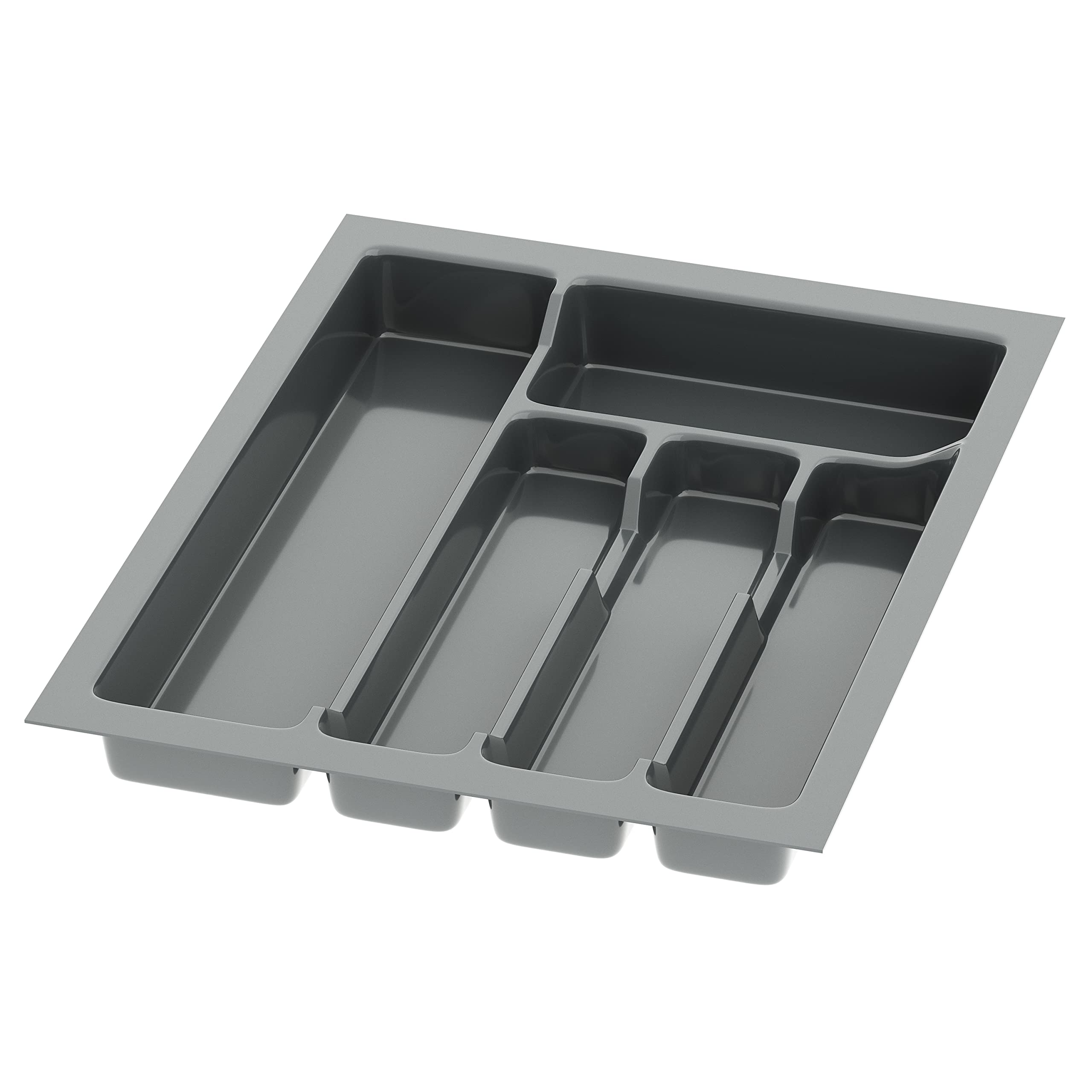sossai® Divio Cutlery Tray for 40 cm Drawers, 33 x 43 cm (Width x Depth), Can Be Cut To Size, 5 Compartments, Colour: Anthracite, Cutlery Tray Organiser System