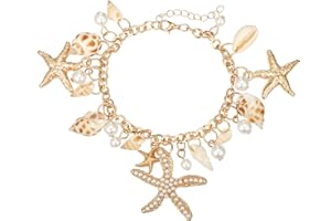 RUOFFETA Shell Starfish Necklace Bracelet Conch Statement Chunky Necklace Mermaid Costume Jewelry Beach Jewelry for Women