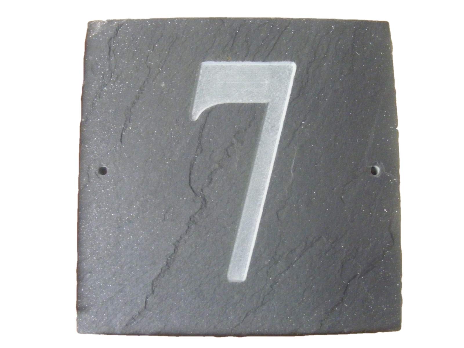 NUMBER 7 NATURAL GREY SLATE HOUSE DOOR NUMBER 6" x 6" DEEPLY ENGRAVED NATURAL SURFACE SIGN PLAQUE HOUSE WARMING GIFT (150 x 150mm) No. 7