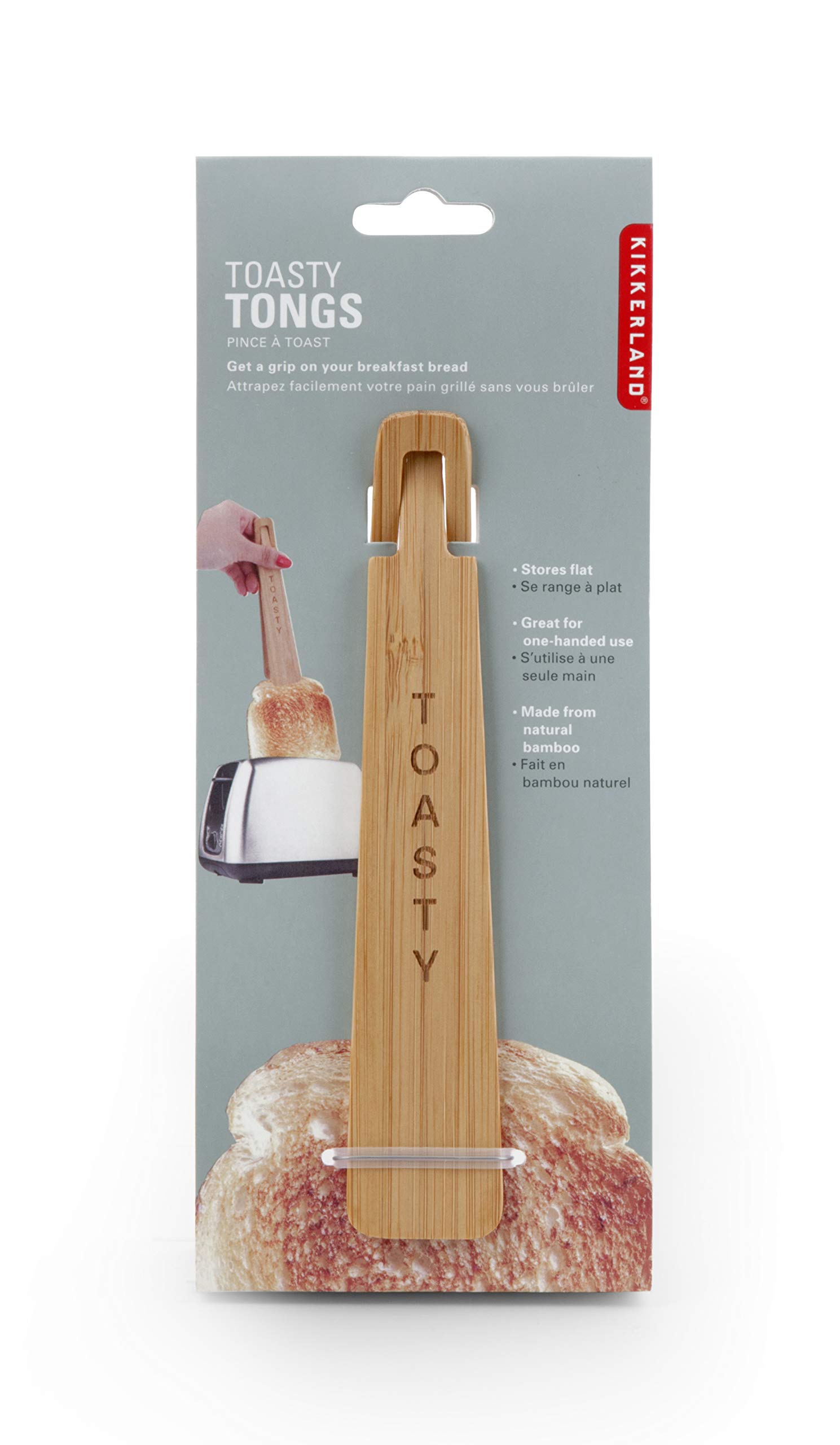 Kikkerland 2-Piece Bamboo Toasty Tong