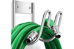 Stainless Steel Garden Hose Holder - Extra Large Heavy Duty Silver SS304 Wall Mounted Hanger for Water Hose, Extension Cords,