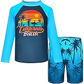 Boys Two Piece Rash Guard Swimsuits Kids Short Sleeve Swimwear Sets Quick Dry Bathing Suit 3-10 Years