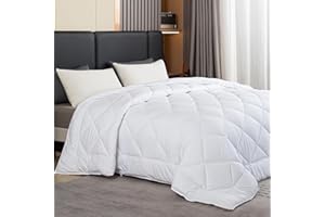 GOHOME 128x120 Oversized King Comforter All Season Extra Large King Size Microfiber Comforter Quilted Down Alternative Duvet Insert with 8 Corner Tabs