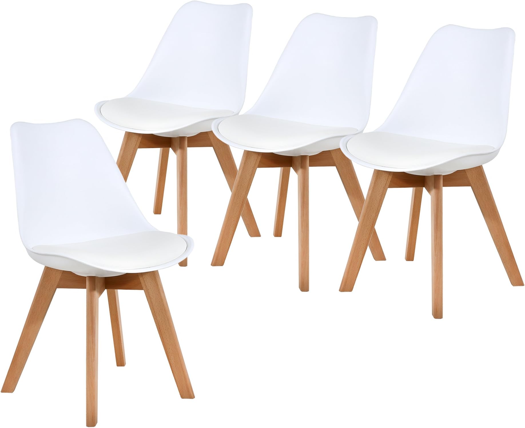 NOBPEINT Mid Century Dining Chairs,Set of 4(White)