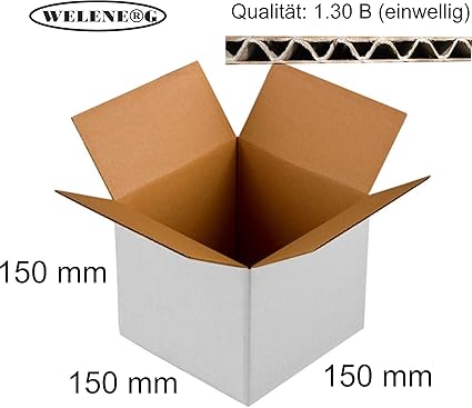60 ☆ 150 x 150 x 150 mm plegable caja b de 400g/M2 – 1 Ondulado Cajas de Cartón [Color Blanco]: Amazon.es: Oficina y papelería