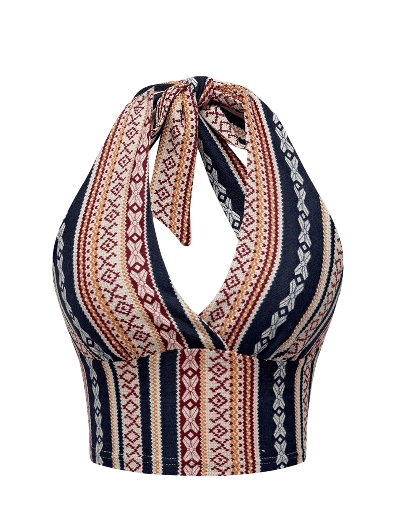 Photo 1 of SOLY HUX Women's Boho Summer Halter Crop Tops Sleeveless Backless Tank Top Casual Sexy Going Out Tops Pink Multi Medium