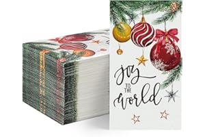 Horaldaily 100 Christmas Disposable Paper Decorative Guest Napkins, Xmas Balls for Party Lunch Dinner Kitchen Bathroom